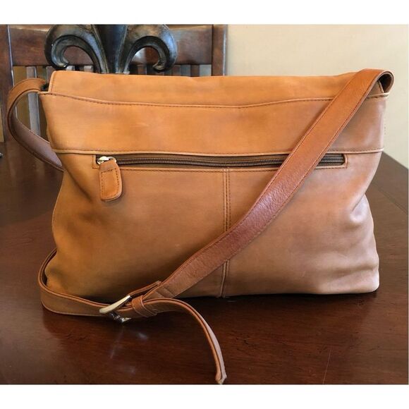 ST. JOHN’S BAY - Brown Smooth Leather Saddle-Bag-Style Crossbody/Shoulder Bag - Picture 6 of 16